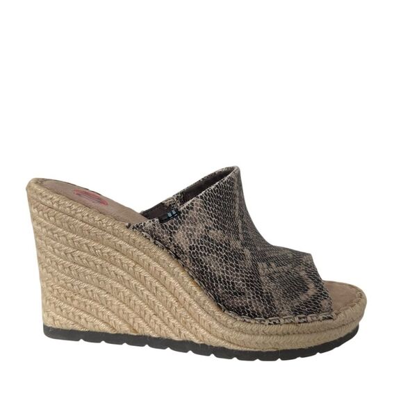 Toms Monica Mule Snakeskin Wedge Sandals size 10 - Picture 2 of 9